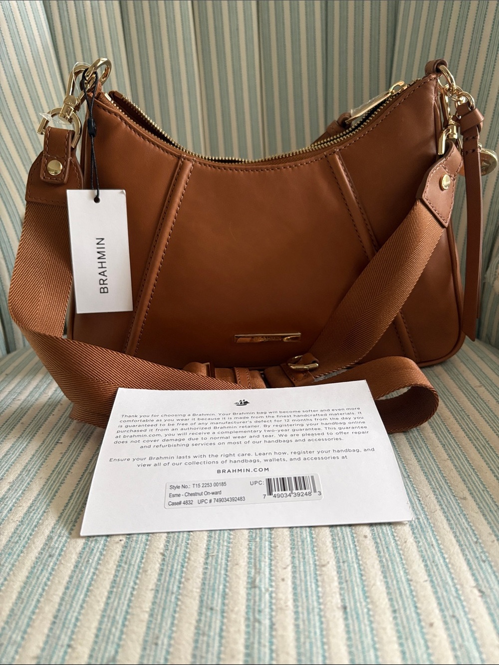 Brahmin Esme Crossbody Saddle Leather Shoulder Bag in Chestnut Brown